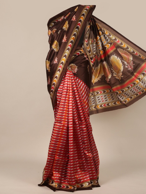 

Pothys Brown & Red Ethnic Motifs Printed Saree