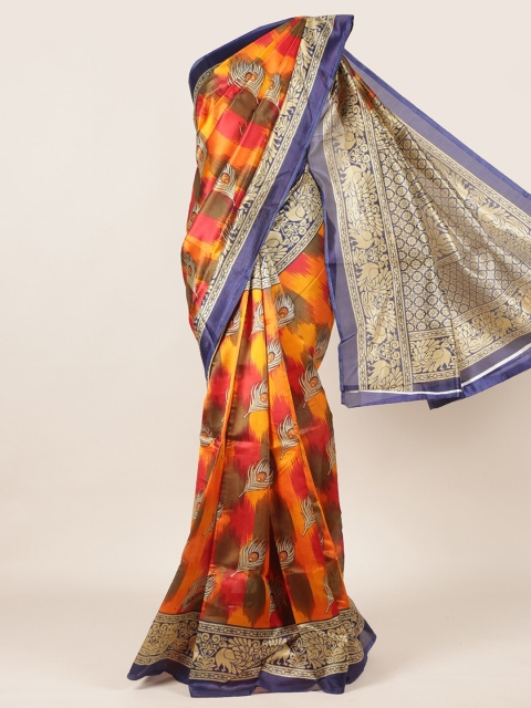 

Pothys Mustard & Red Ethnic Motifs Cotton Blend Saree