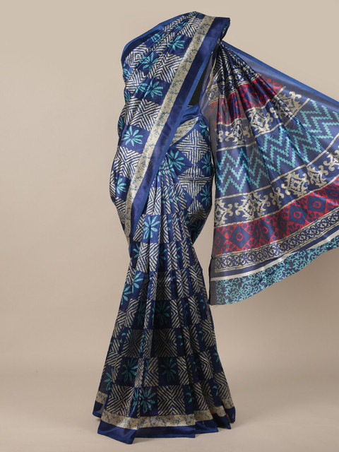 

Pothys Blue & Cream-Coloured Ethnic Motifs Saree