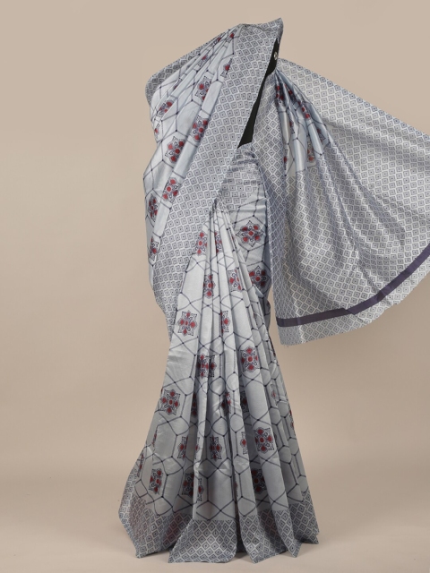

Pothys Grey & Red Ethnic Motifs Printed Saree
