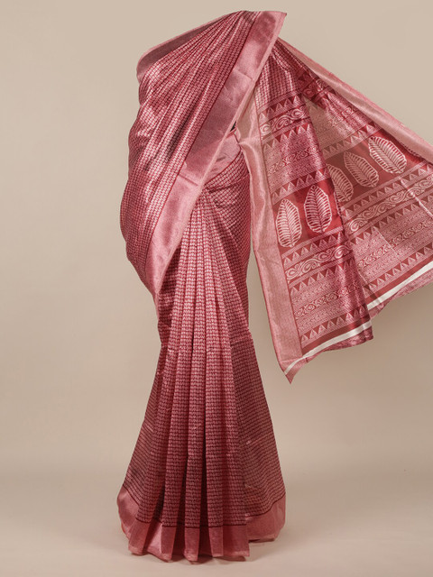 

Pothys Mauve & Maroon Geometric Printed Saree