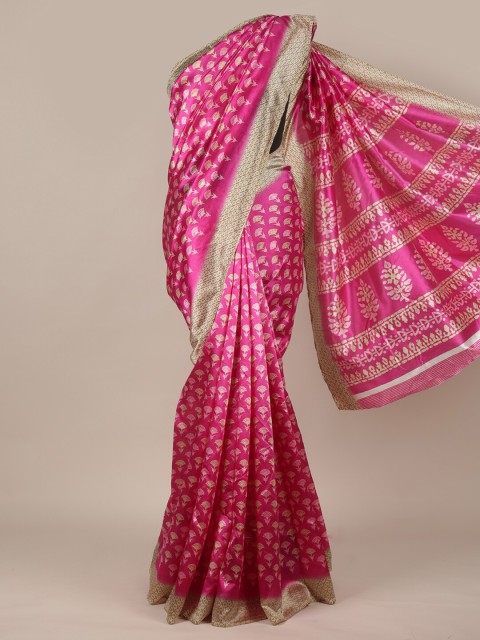 

Pothys Pink & Beige Floral Printed Saree