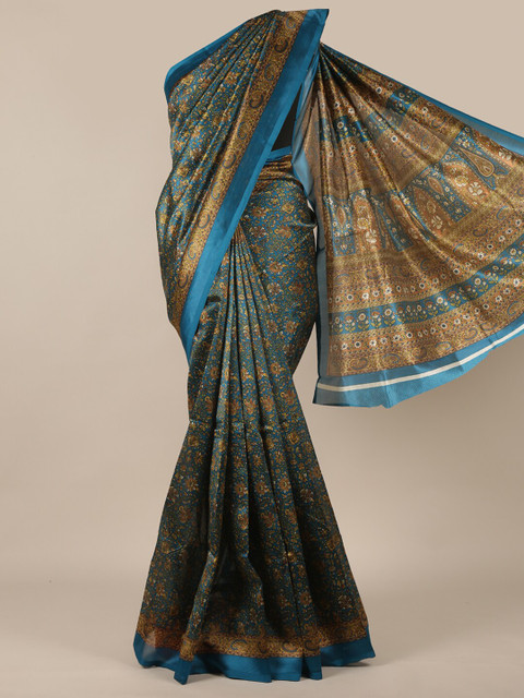 

Pothys Blue & Beige Cotton Blend Ethnic Motifs Saree