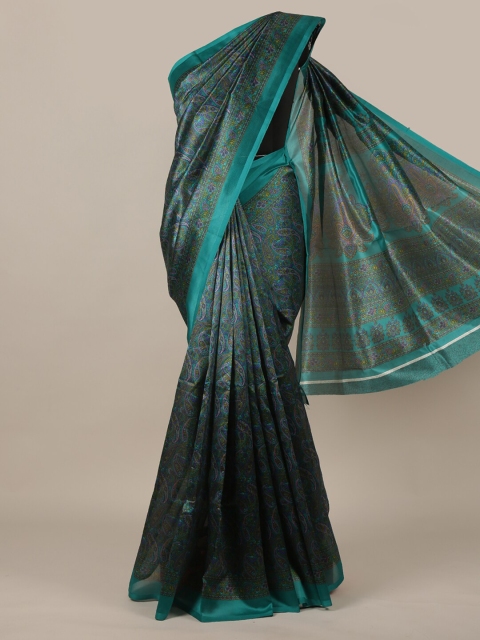 

Pothys Green & Black Ethnic Motifs Printed Saree