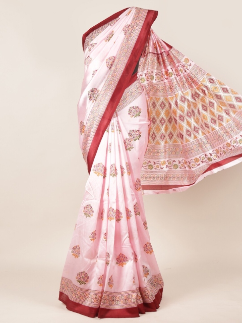 

Pothys Pink & Orange Ethnic Motifs Printed Saree