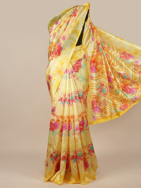 

Pothys Yellow & Pink Floral Printed Saree