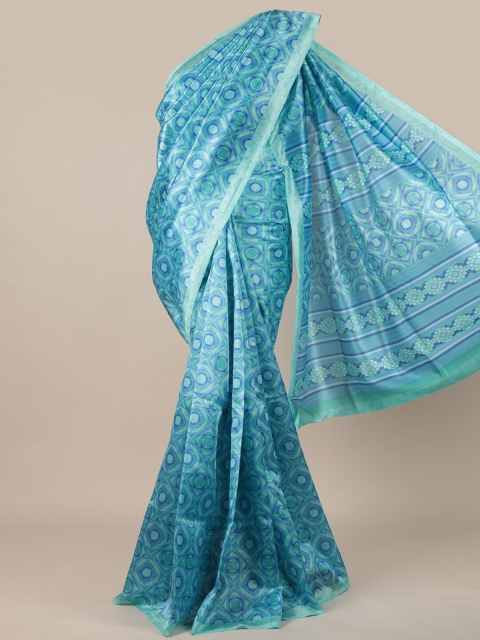 

Pothys Blue Geometric Cotton Blend Saree