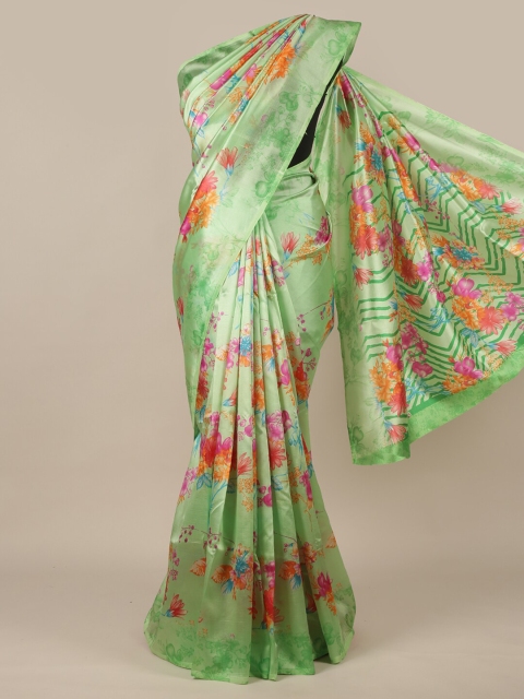 

Pothys Green & Red Floral Cotton Blend Saree