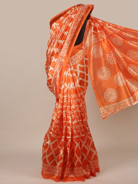 

Pothys Women Orange Printed Cotton Blend Saree