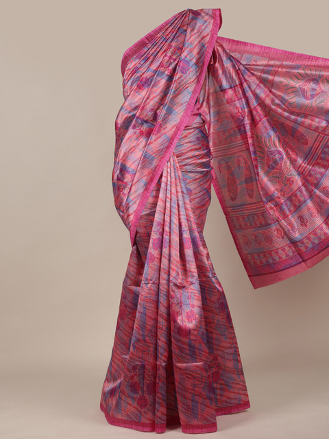 

Pothys Pink & Blue Printed Saree