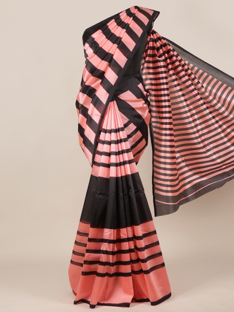 

Pothys Pink & Black Striped Saree