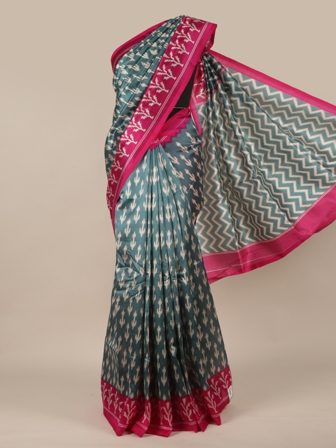 

Pothys Green & Pink Floral Printed Saree