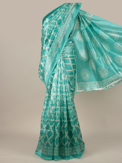 

Pothys Green & Off White Ethnic Motifs Printed Saree