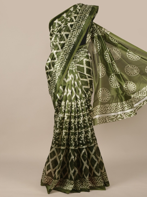 

Pothys Green & White Ethnic Motifs Printed Saree