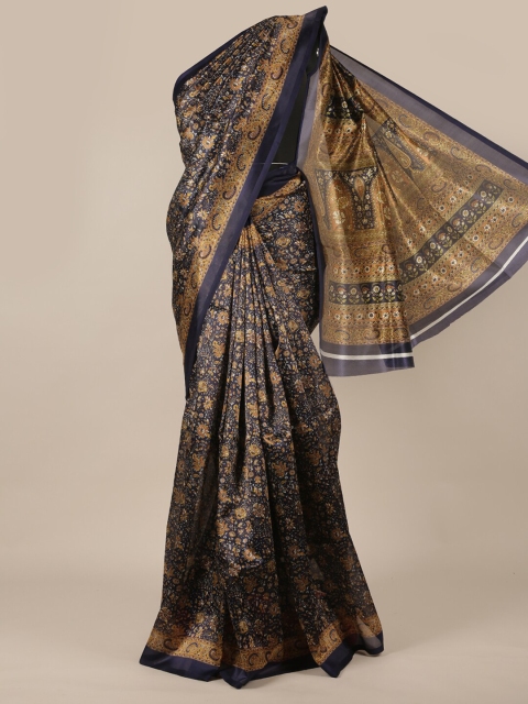 

Pothys Blue & Mustard Ethnic Motifs Cotton Blend Saree