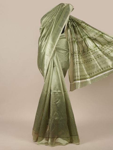 

Pothys Green & Off White Printed Saree