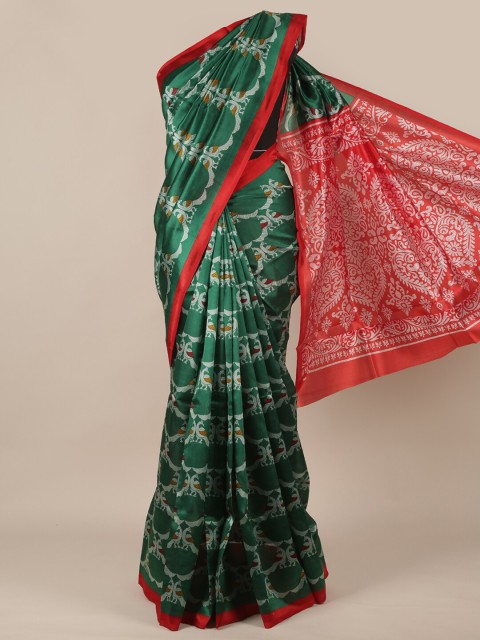 

Pothys Green & Grey Ethnic Motifs Saree