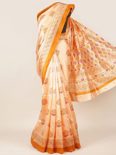 

Pothys Peach-Coloured & Yellow Ethnic Motifs Printed Saree