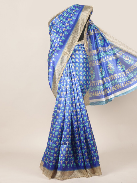 

Pothys Blue & Beige Floral Printed Saree