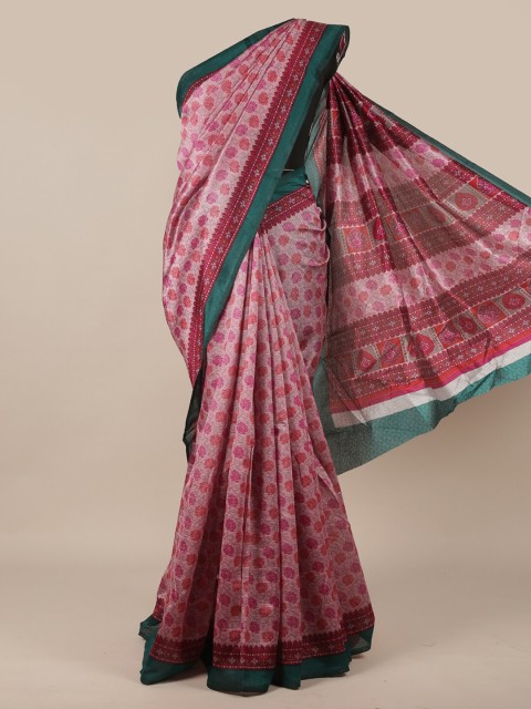 

Pothys Pink & Teal Ethnic Motifs Saree