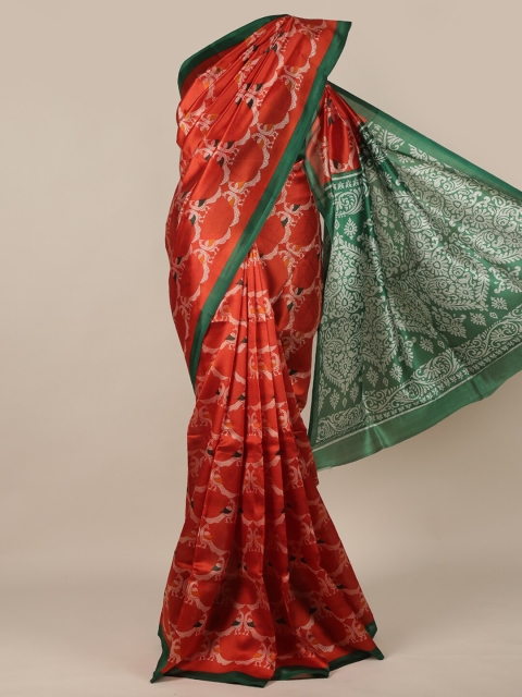 

Pothys Red & Green Ethnic Motifs Saree