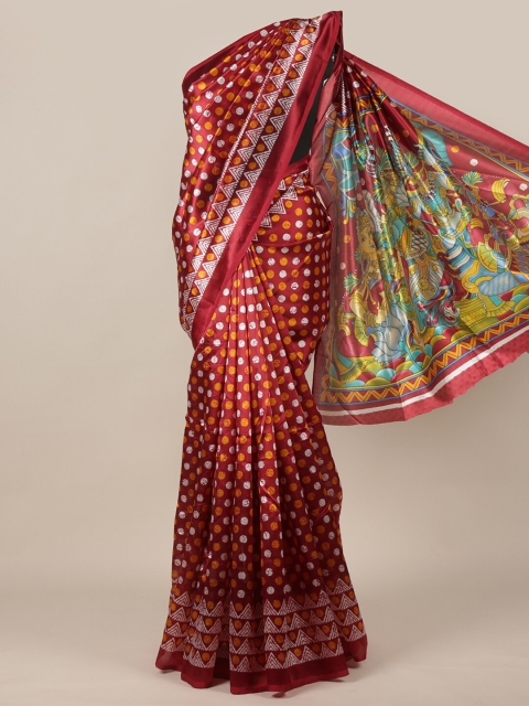 

Pothys Red Cotton Blend Saree
