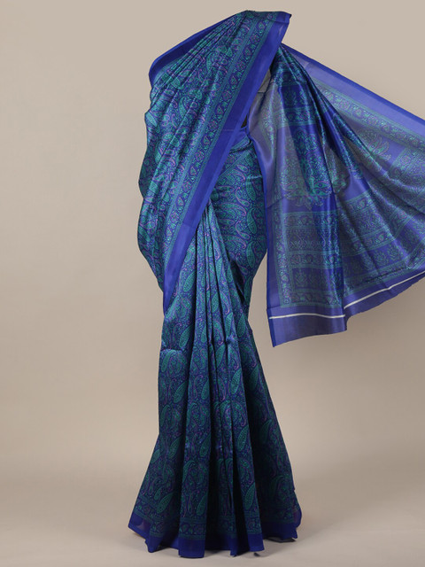 

Pothys Blue & Green Paisley Printed Saree