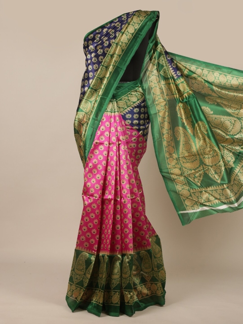 

Pothys Blue & Green Floral Half and Half Saree