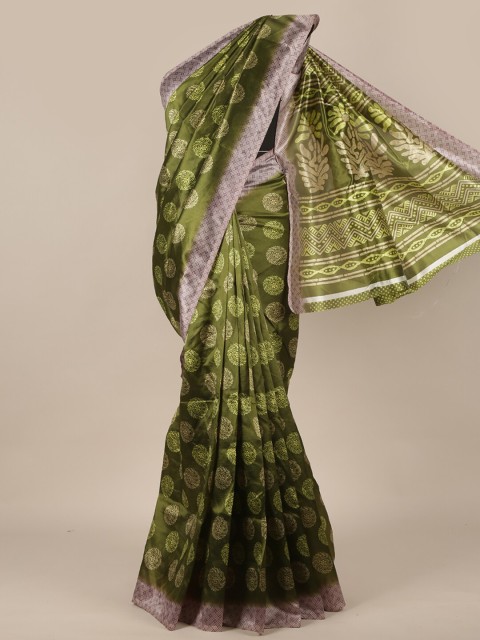 

Pothys Green & Cream-Coloured Ethnic Motifs Saree