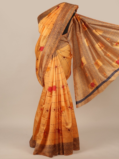 

Pothys Orange & Brown Floral Saree