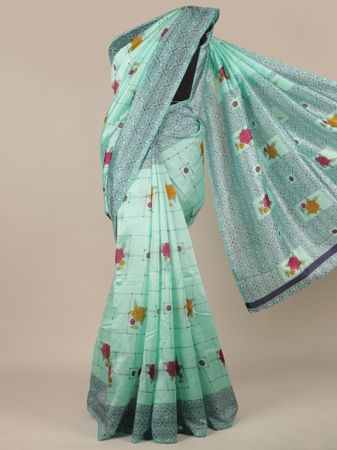 

Pothys Green & Orange Floral Printed Saree