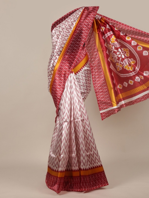 

Pothys Off White & Maroon Printed Saree