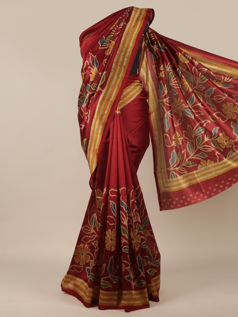 

Pothys Maroon & Blue Floral Saree