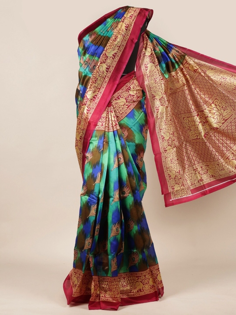 

Pothys Green & Blue Ethnic Motifs Printed Saree