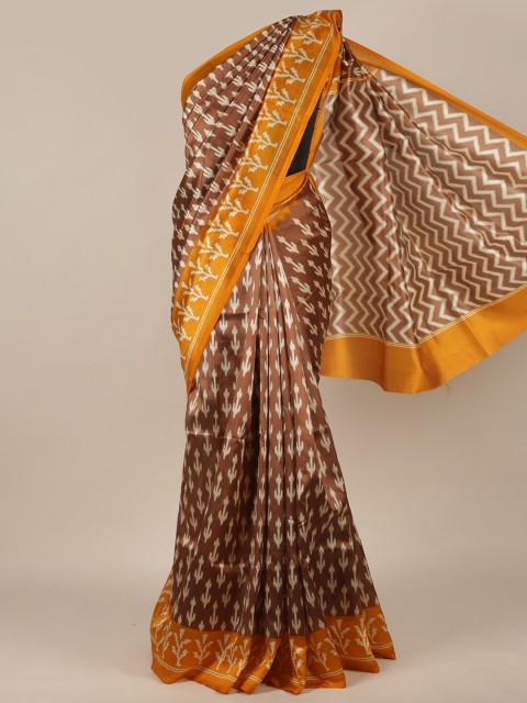 

Pothys Brown & Yellow Printed Saree