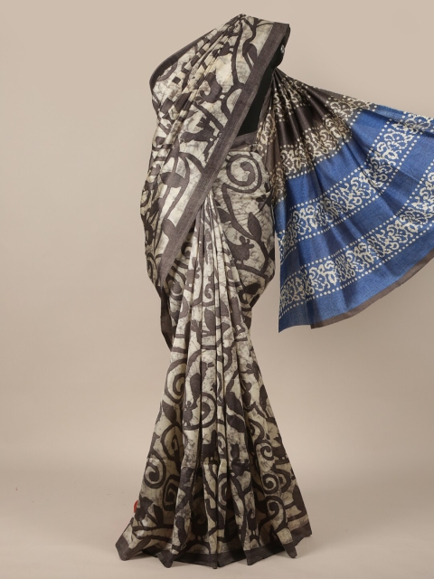 

Pothys Taupe & Off White Abstract Printed Saree