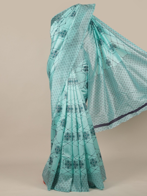 

Pothys Blue Ethnic Motifs Printed Cotton Blend Saree