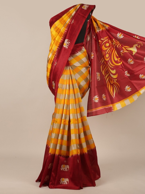 

Pothys Women Multi Printed Cotton Blend Saree, Yellow