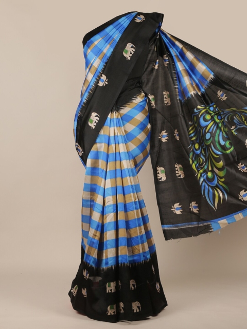 

Pothys Blue & Beige Checked Saree