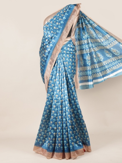 

Pothys Blue & Beige Floral Printed Saree