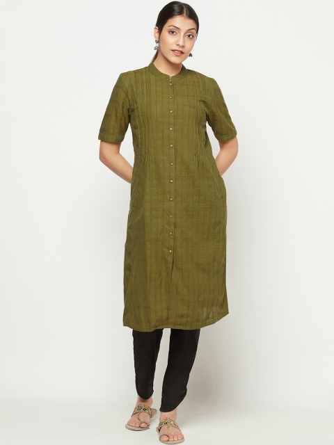 

Fabindia Women Olive Green Kurta