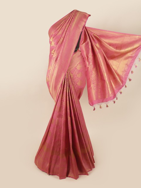 

Pothys Pink & Gold Ethnic Motifs Zari Art Silk Banarasi Saree