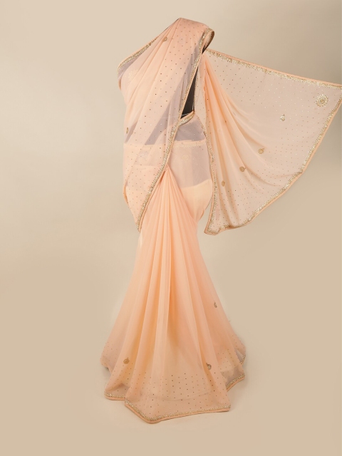 

Pothys Women Peach Poly Georgette Saree