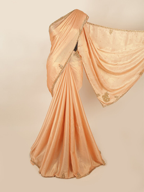 

Pothys Peach-Coloured & Gold-Toned EmbellishedSaree