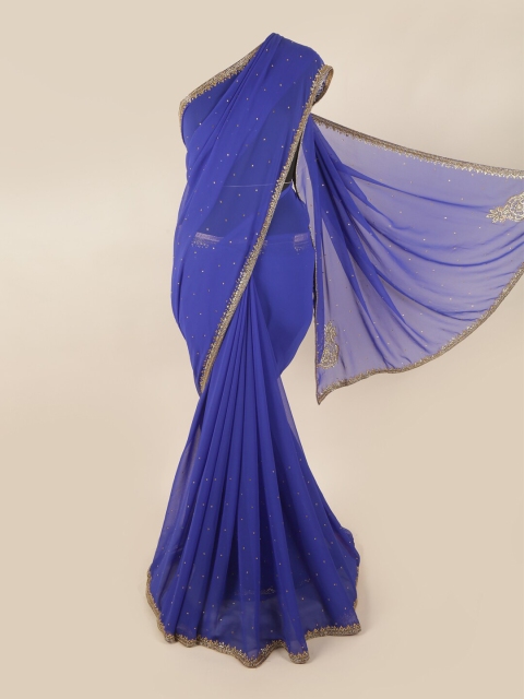 

Pothys Women Blue Poly Georgette Saree
