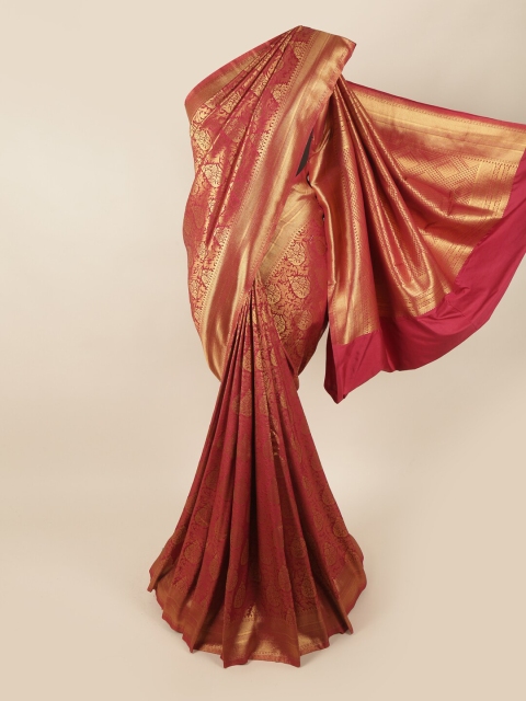 

Pothys Maroon & Gold-Toned Woven Design Zari Art Silk Banarasi Saree