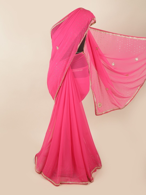 

Pothys Pink & Gold-Coloured Embellished Beads and Stones Saree