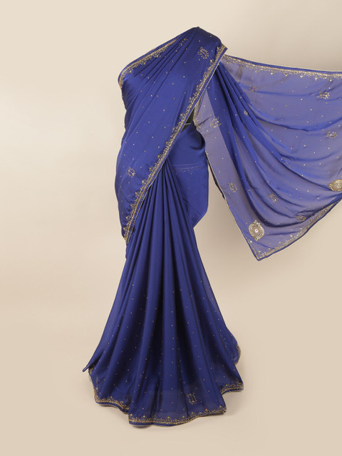 

Pothys Blue Embroidered Georgette Saree