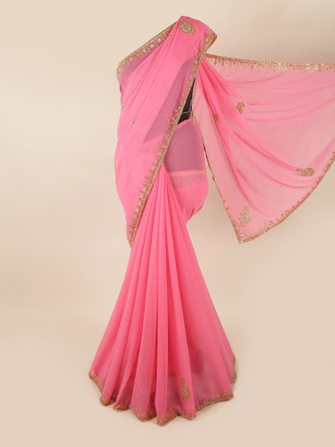 

Pothys Pink Embroidered Georgette Saree