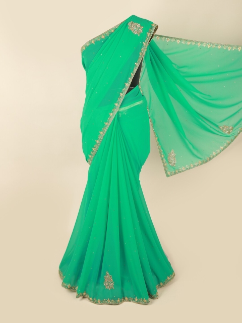 

Pothys Green Embroidered Georgette Saree